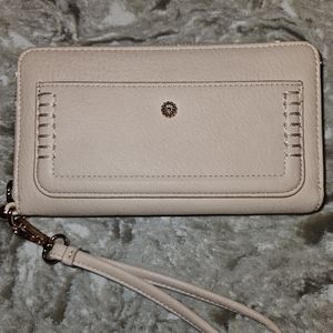 LC Lauren Conrad Cream Clutch Wristlet with Textured Design